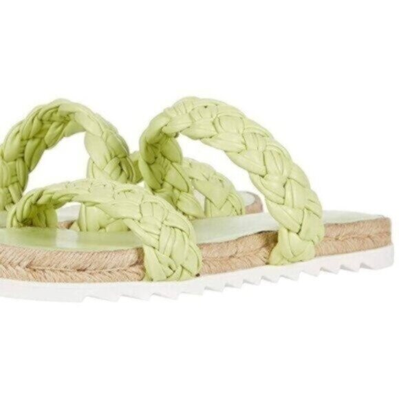 NEW Marc Fisher Light Green Espadrille Slide Leather Flat Sandals 7M - Picture 4 of 8
